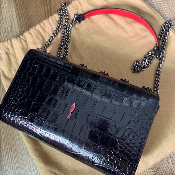 Christian Louboutin Black Croc-Embossed Clutch - Picture 2 of 4